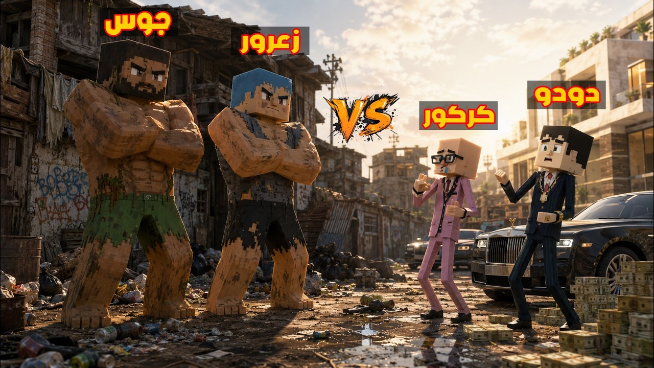فلم ماين كرافت : زعرور و جوس الفقراء القويين ضد كركور و دودو الاغنية الضعفاء 🔥😂