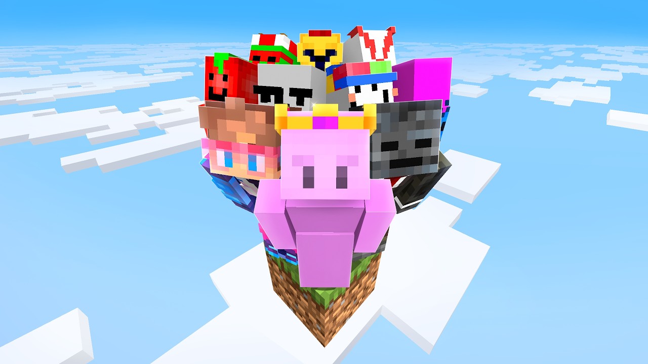 I Put 10 YouTubers on One Minecraft Block