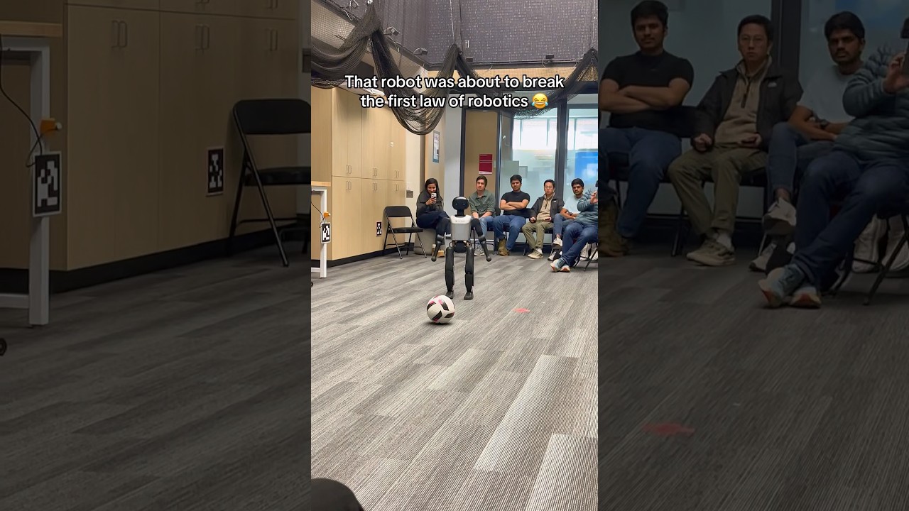 It was a cool robot demo… it probably confused his foot for the ball 😭