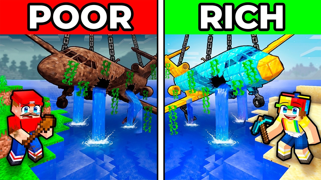 POOR vs RICH Airplane Build Battle in Minecraft