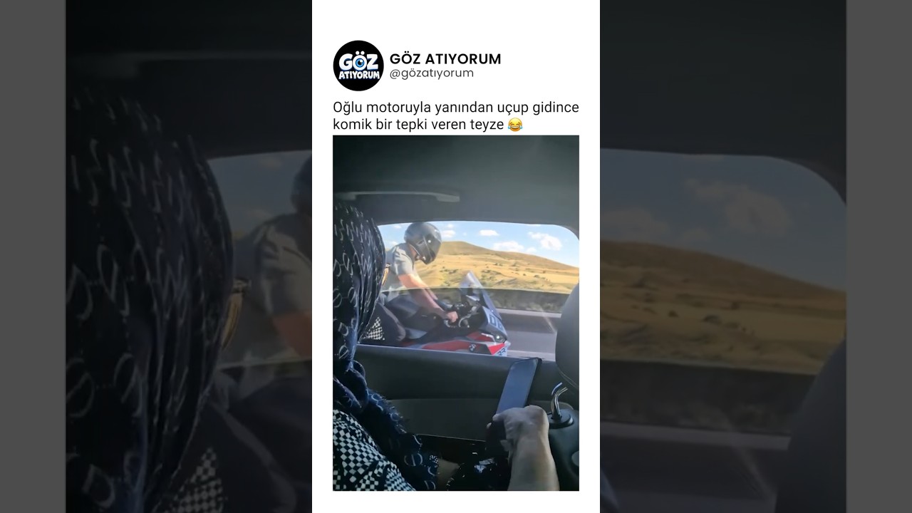 Oğlu motoruyla yanından uçup gidince komik bir tepki veren teyze 😂