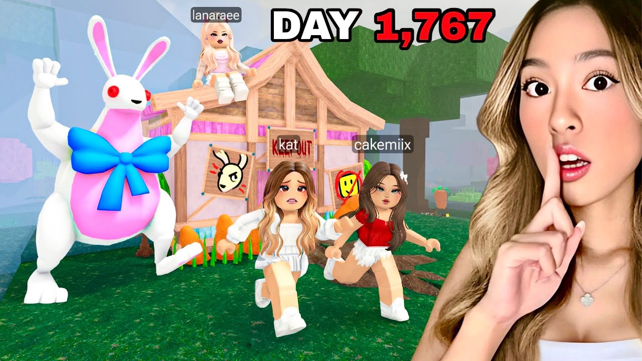 We Built A BASE In The EASTER BUNNY'S HOUSE For 99 Nights In The Forest..