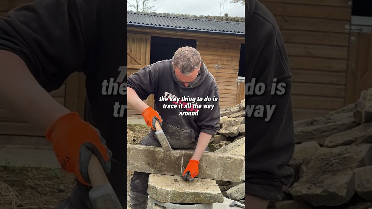 Most people would use a saw for this #sandstone #handtools #bluecollar #stonework