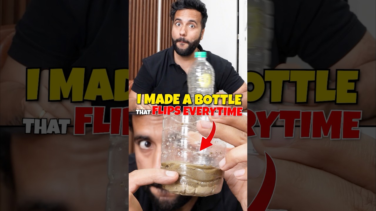 This bottle flips every-time 😳#scienceandfun #ashusir #physics #experiment #funny