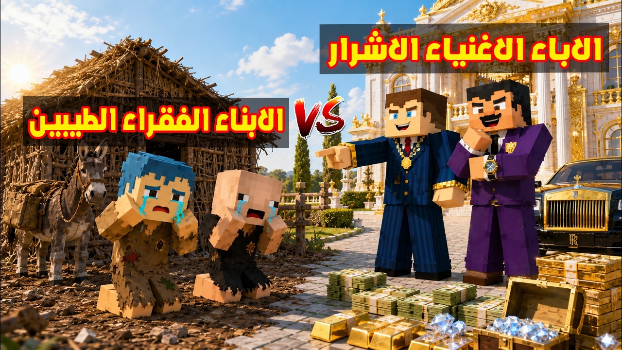 فلم ماين كرافت : زعرور و كركور الفقراء ضد احمد و ابو كركور الاغنياء ( سوسي هربت ) 🔥😂