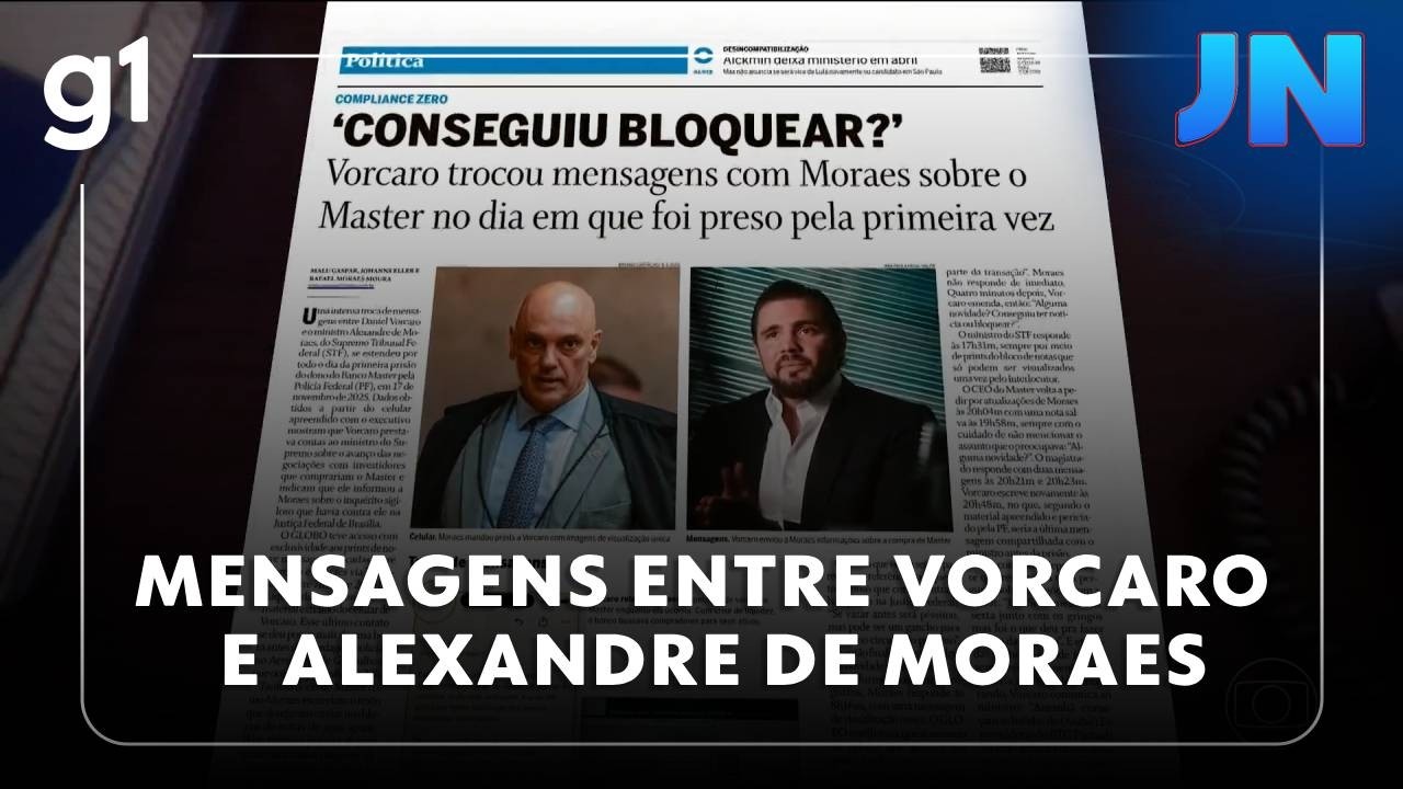 JN: Alexandre de Moraes nega ter recebido mensagens de Daniel Vorcaro no dia da prisão do banqueiro