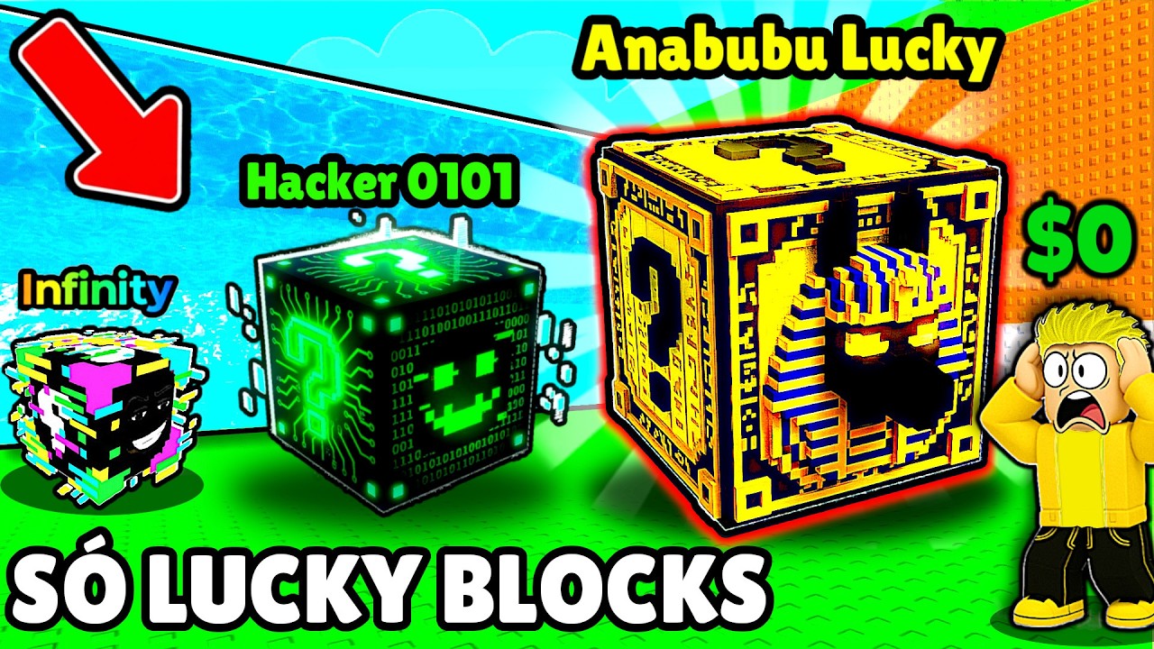 COMECEI COM SÓ LUCKY BLOCKS ATÉ INFINITY no FUJA DO TSUNAMI PARA BRAINROTS