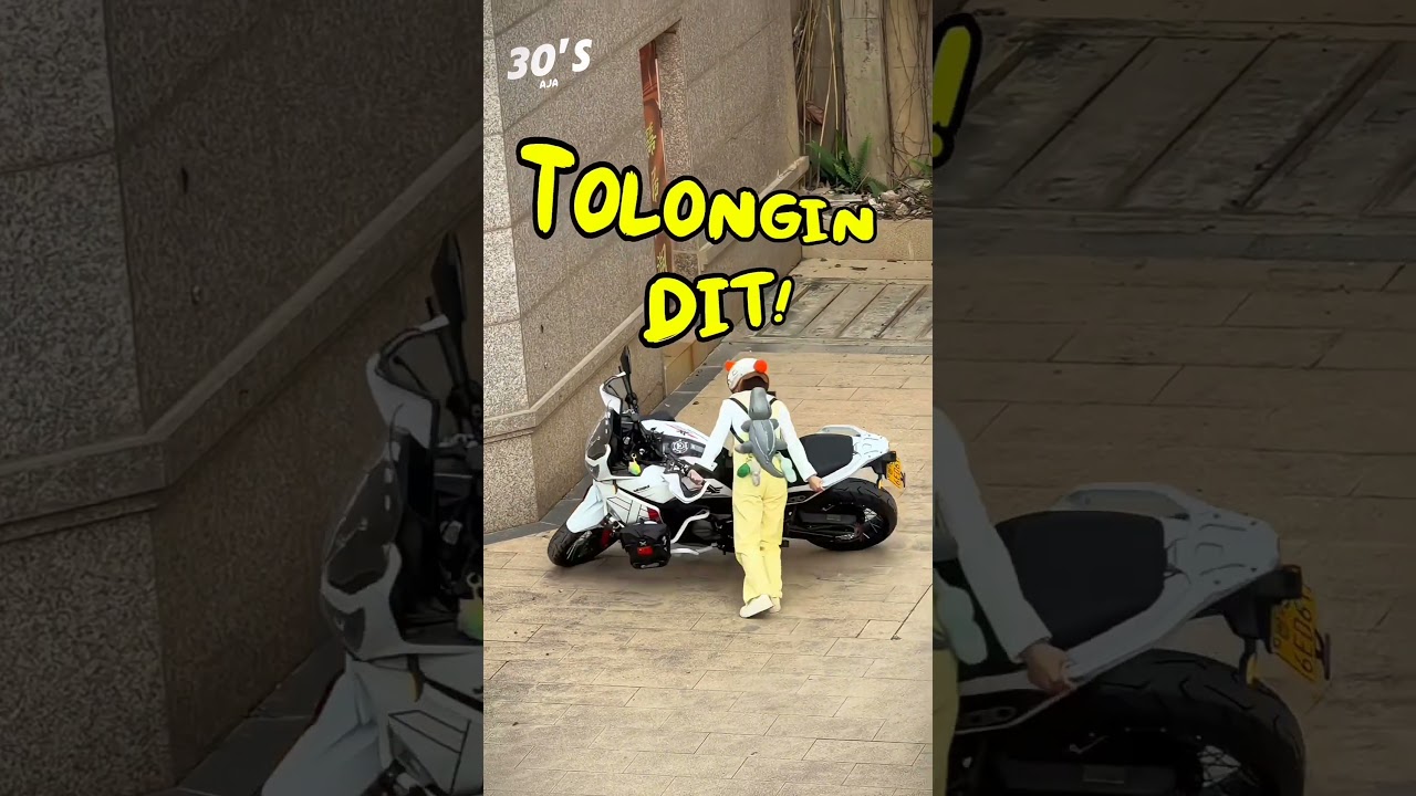 Cewek ini belajar naik motor