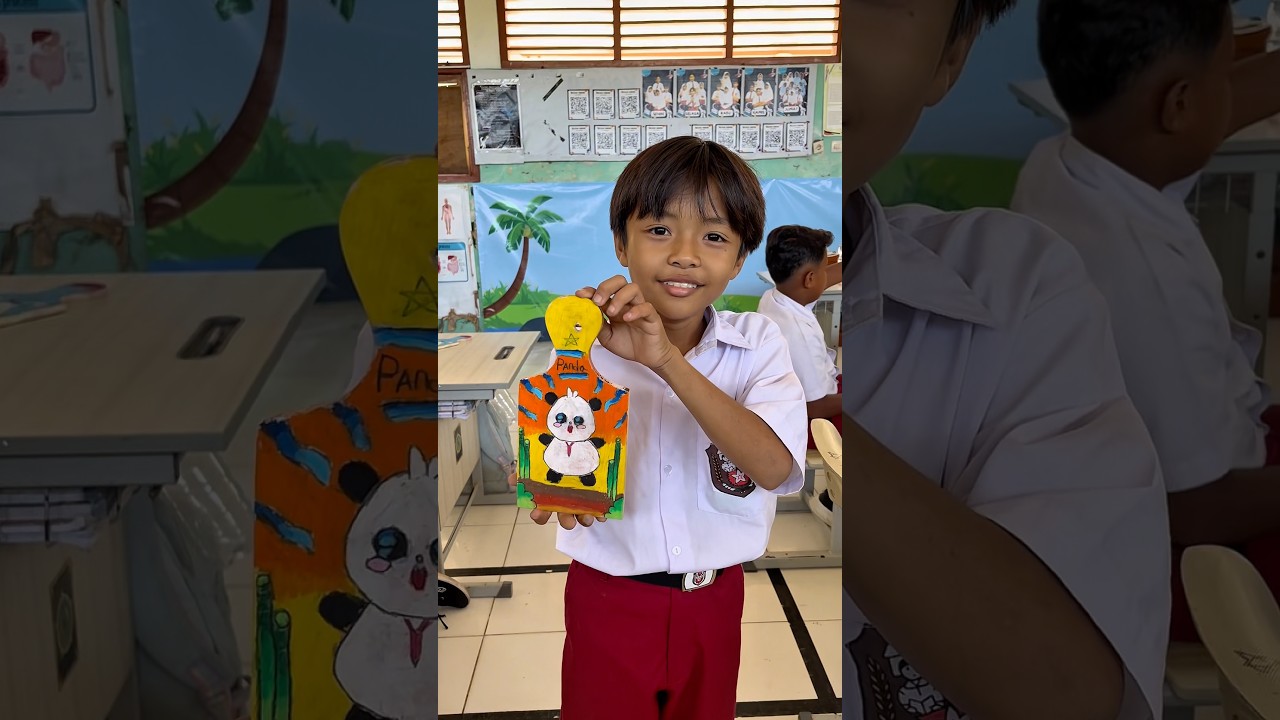Padahal gak punya pewarna tapi hasil lukisan siswa ini bagus banget #shorts
