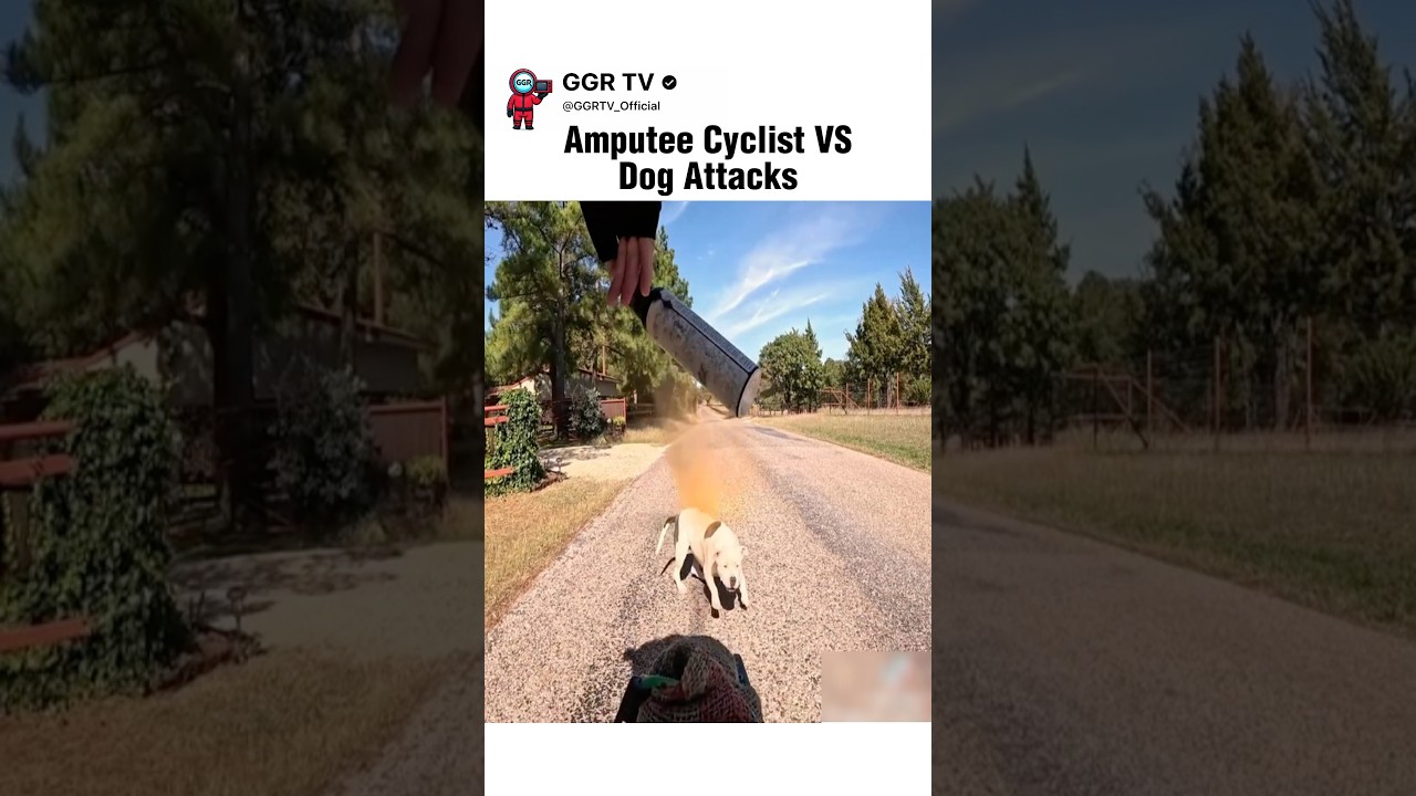 Amputee Cyclist Vs Dog Attacks