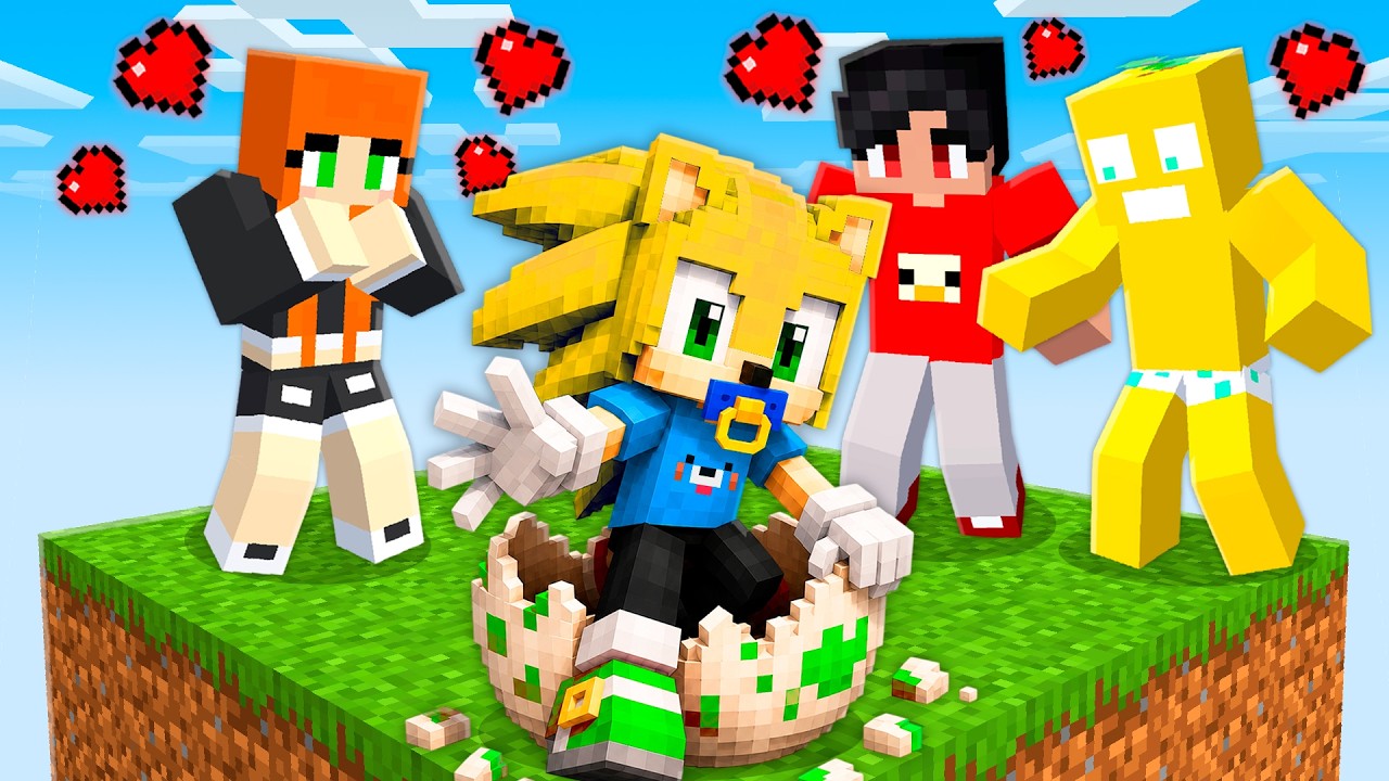 Virei o BEBÊ SONIC para Trollar Meus Amigos em UM CHUNK no Minecraft!!