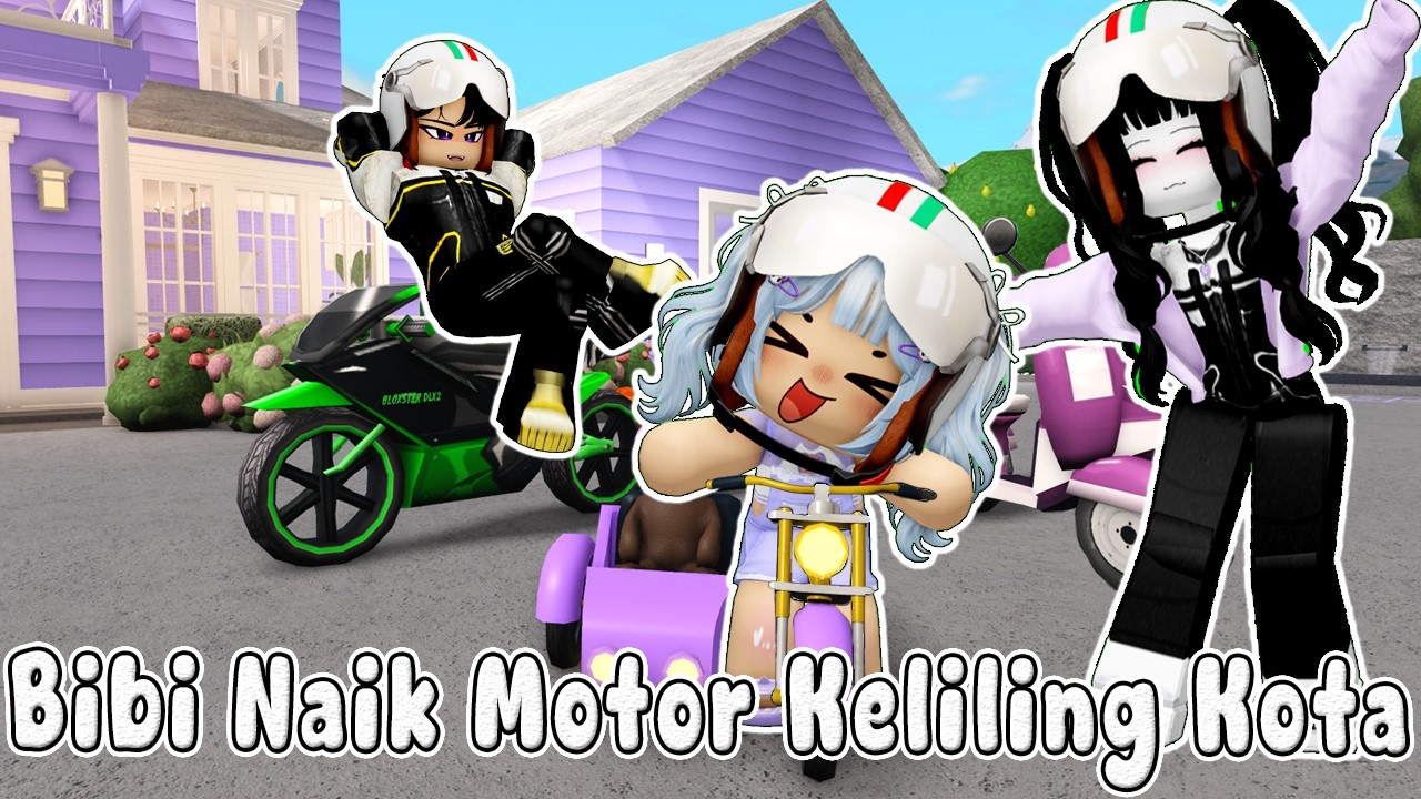 BIBI KELILING KOTA NAIK MOTOR BERSAMA MAMI DAN PAPI  || BLOXBURG 🏡ROBLOX INDOESIA