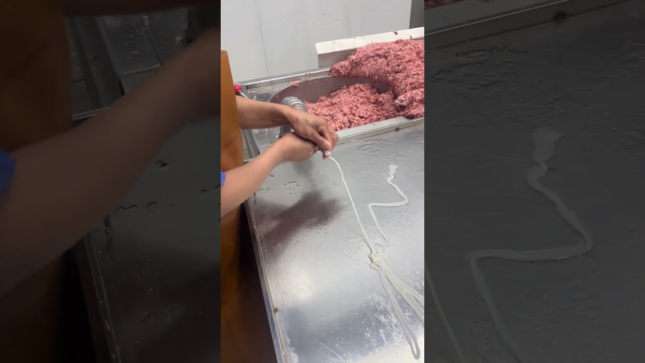 The sausage-making process — from fresh meat to perfectly seasoned sausages. 🌭🔧
