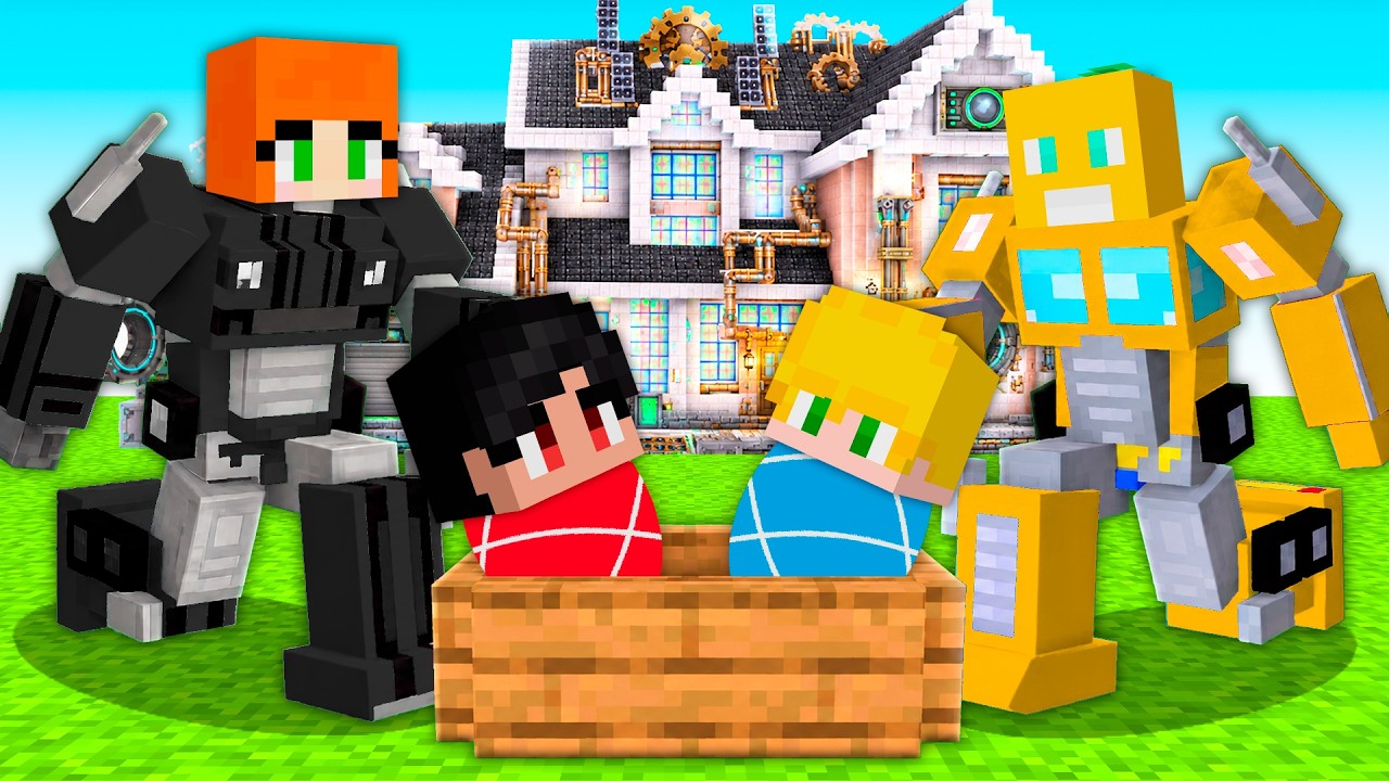 Fomos ADOTADOS pela Família de ROBOS no Minecraft