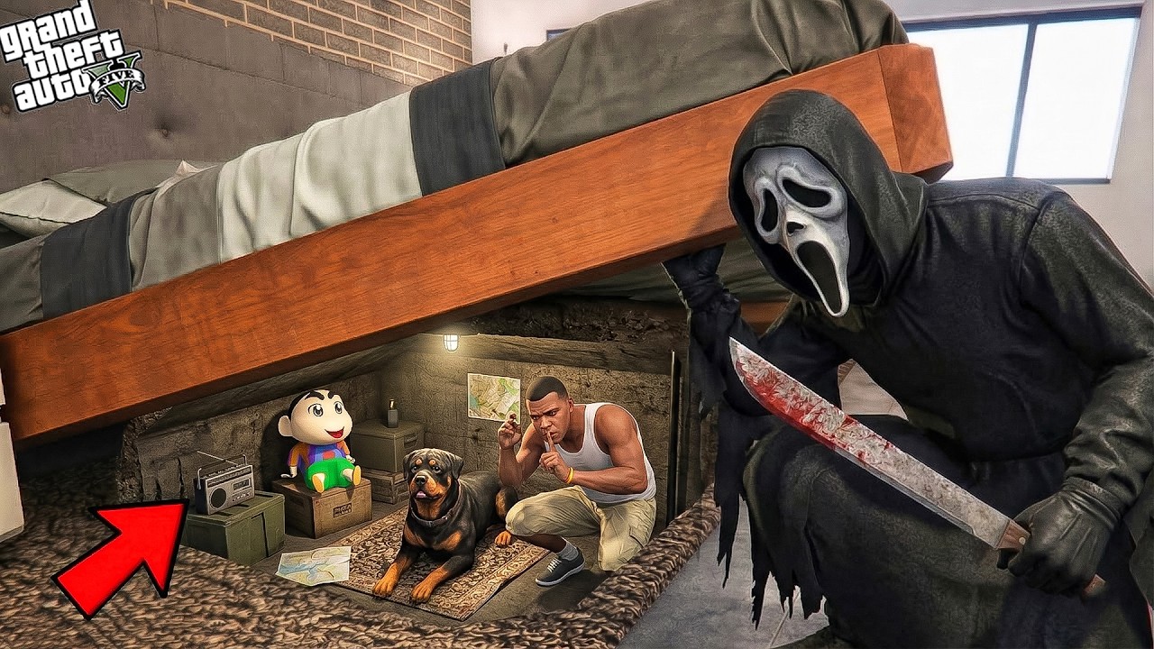 Franklin & Shinchan Build Hidden Secret Base Inside Franklin’s Bed! 😱🕳️ | GTA 5