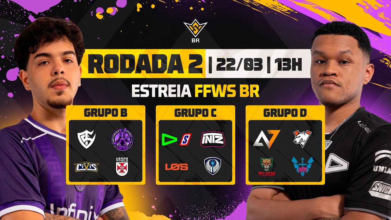 🚨FFWS BR 🏆 RODADA 2 - GRUPOS B, C e D | FREE FIRE AO VIVO🚨 #freefire