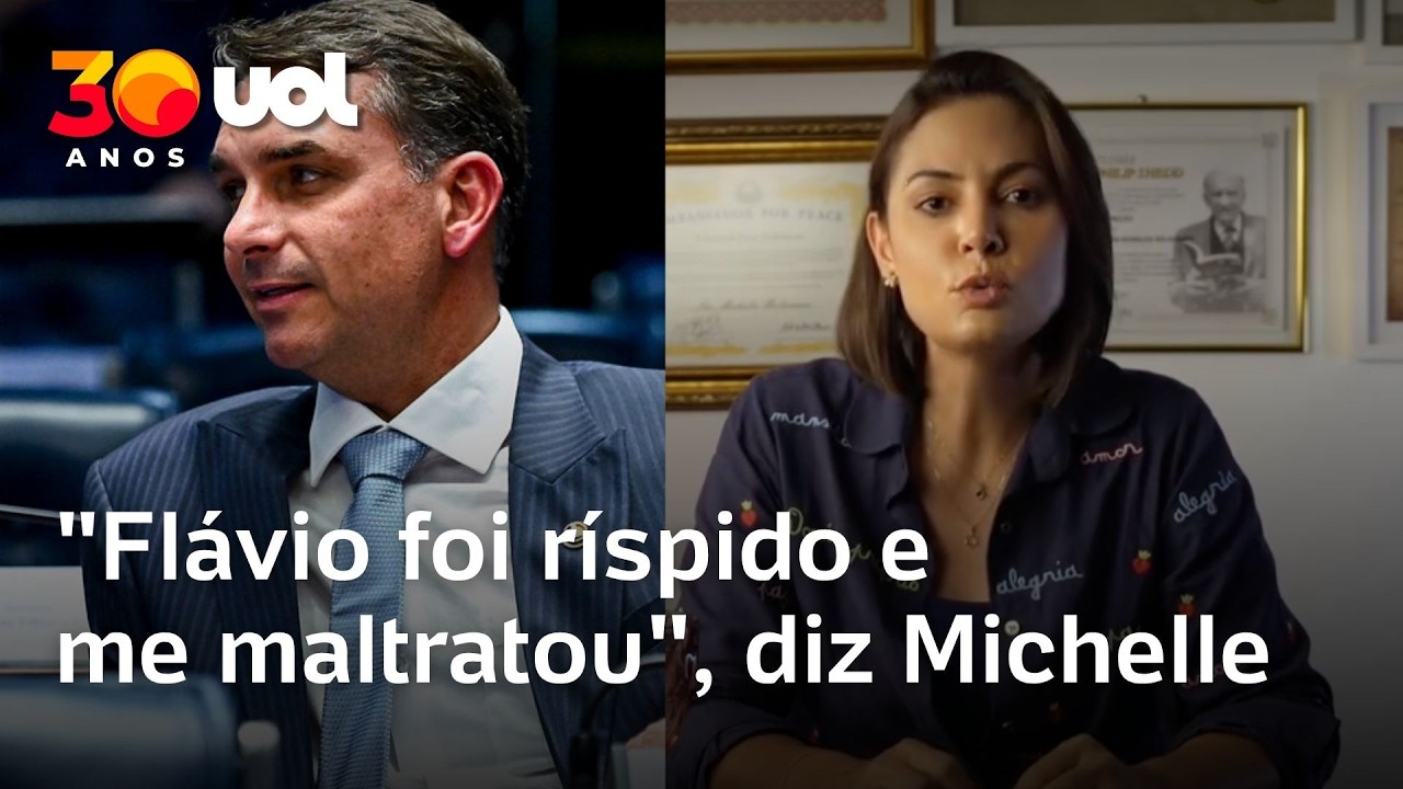 Michelle diz que Flávio Bolsonaro a maltratou durante ligação: 'Foi muito ríspido, me destratou'