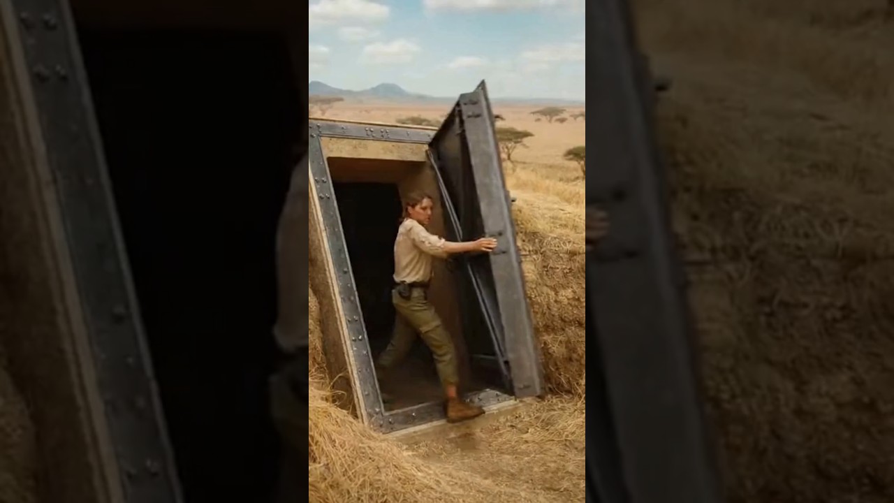 Vault door holds as leopards attack, family safe inside.
