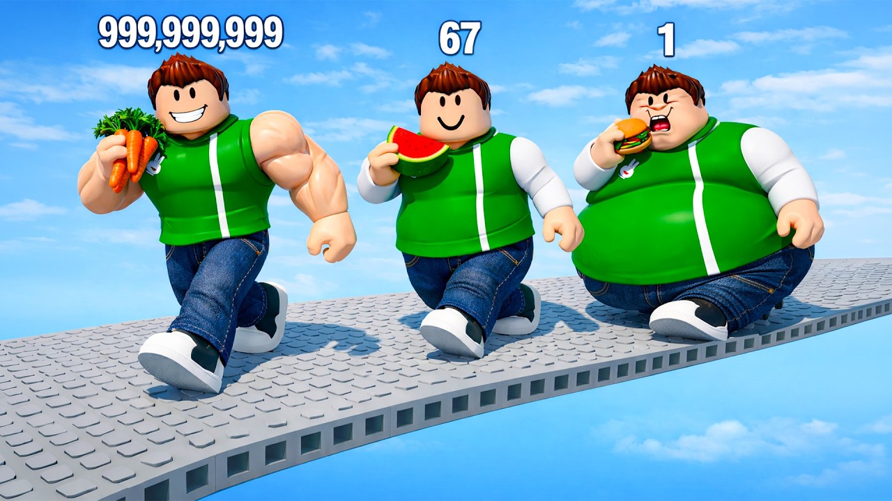 تحدي من اسمن رجل الي اقوى رجل في العالم لعبة roblox !! 💪🍔