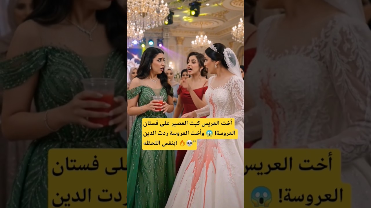 شوفوا أخت العريس تكب العصير على فستان العروسة! 😱 وأخت العروسة ردت الدين بنفس اللحظه! 🔥 #عروس #shorts