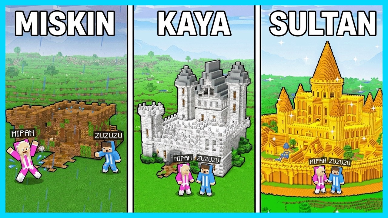 MIPAN & ZUZUZU BUAT KERAJAAN DARI MISKIN SAMPAI KAYA RAYA DI MINECRAFT SURVIVAL!