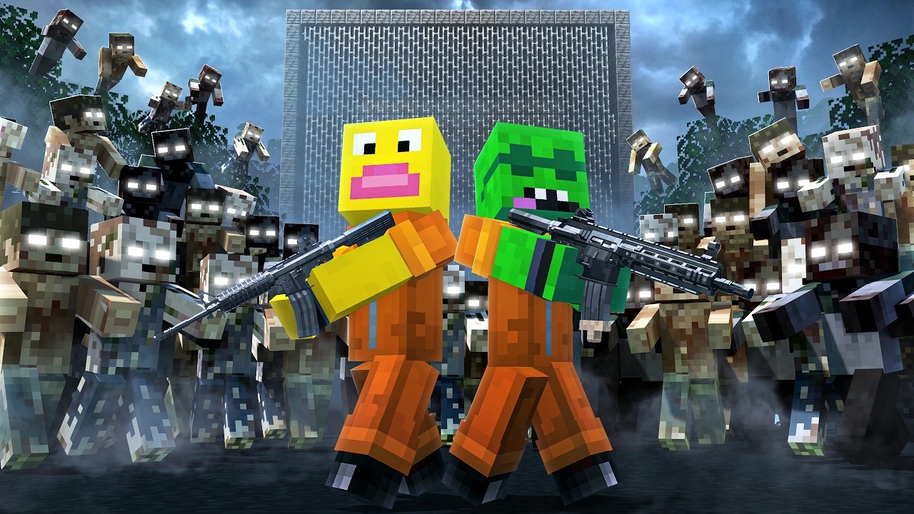 We Escaped Prison on a Hardcore Zombie Apocalypse in Minecraft