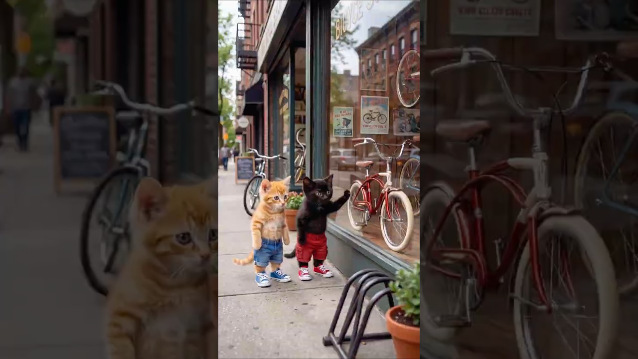 شيكو والعجلة الحمراء: اكتشف المفاجأة السرية في الفيديو! 😻🚲#short #cat #ai
