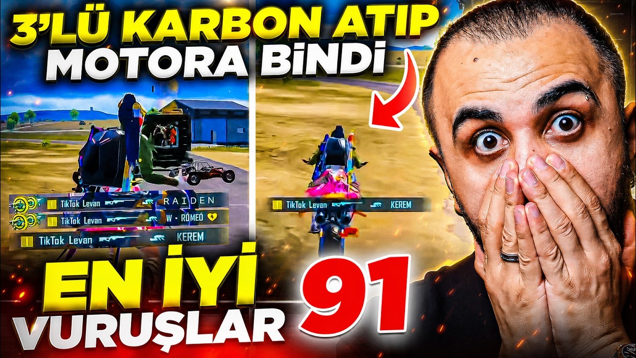 HAVADA 3'LÜ KARBON ATIP MOTORA GERİ BİNDİ! %0.001 İHTİMAL 😱 EN İYİ VURUŞLAR #91 - PUBG Mobile