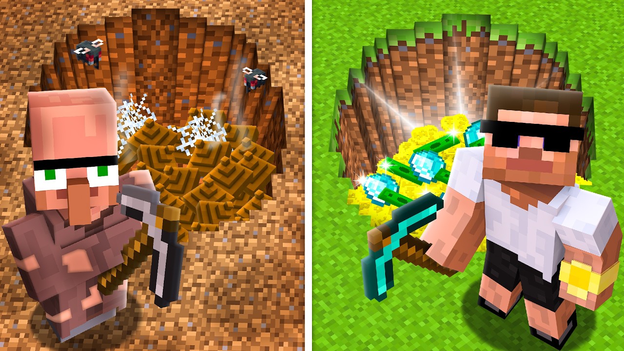 Poor vs Rich Mining Battle in Minecraft..