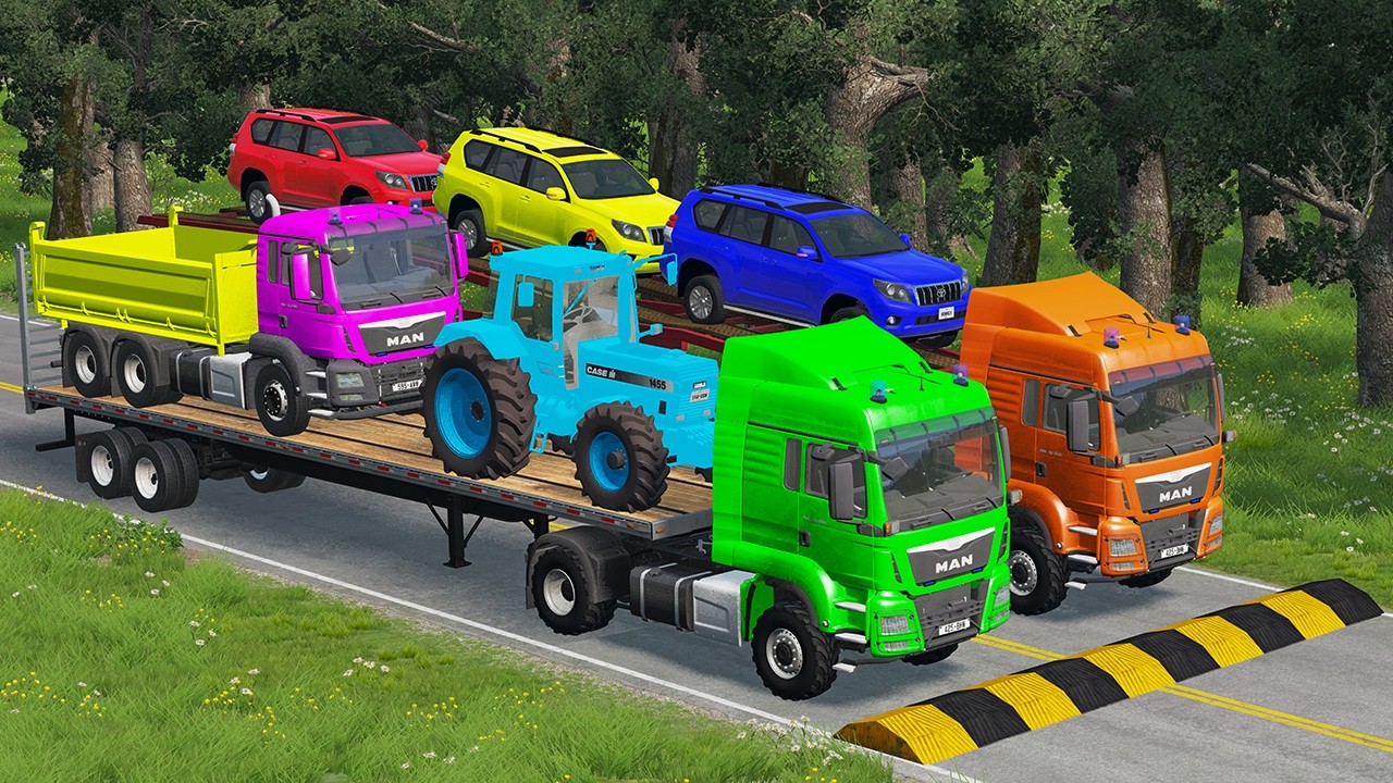 Flatbed Truck Mcqueen | Transportation with Truck - Pothole vs Car # -BeamNG.Drive