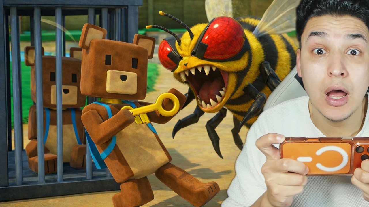 الدب الخارق يحاول انقاذ صديقة والهروب من النحلة 😱 Super Bear Adventure