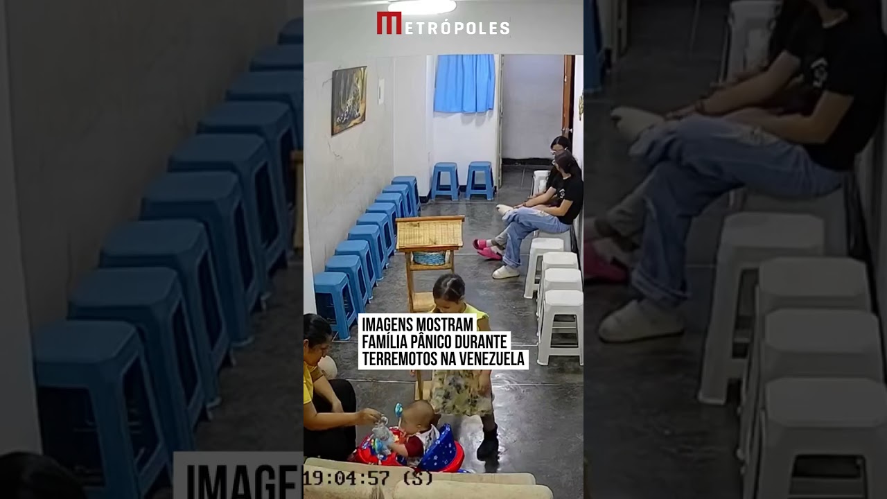 Imagens mostram família em pânico durante terremotos na Venezuela