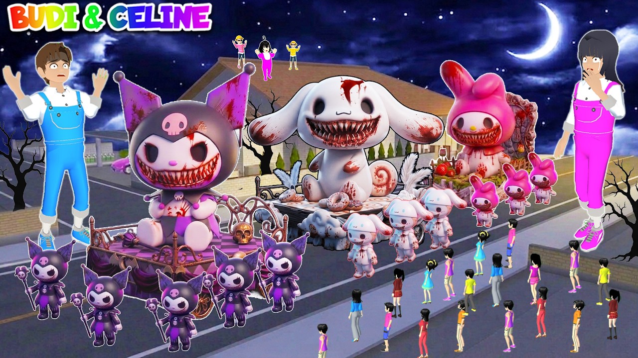 Yuta Mio Ikut Pawai HORROR SANRIO KUROMI MELODY CINNAMONROLL EXE Di Kota SAKURA | SAKURA SCHOOL