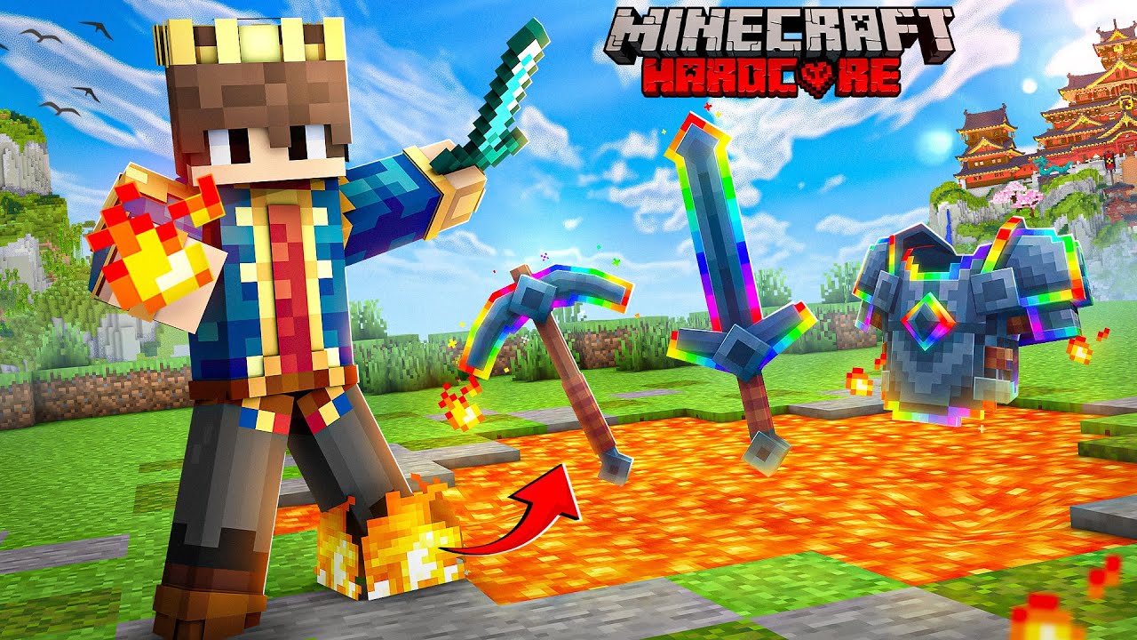 MINECRAFT BUT YOU HAVE CUSTOM OP FIRE !!
