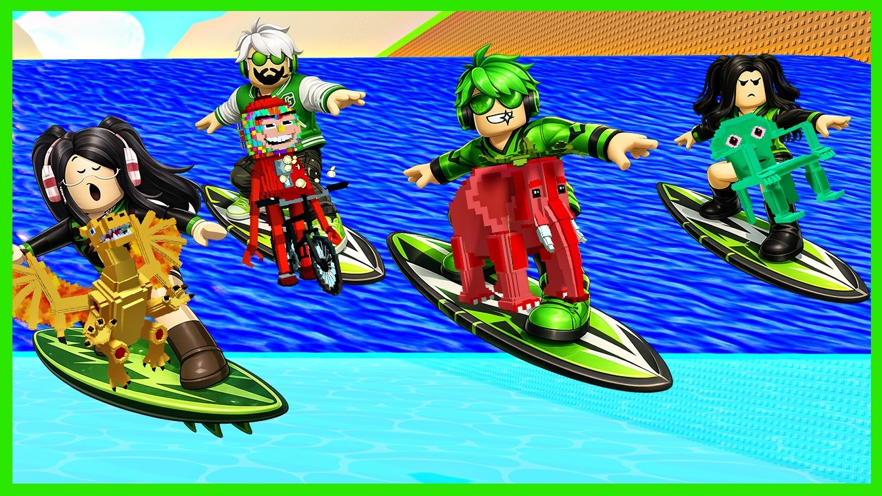 Aku Melawan Tsunami Dengan Papan Seluncur Air Untuk Dapat Brainrot - Surf Tsunami For Brainrots