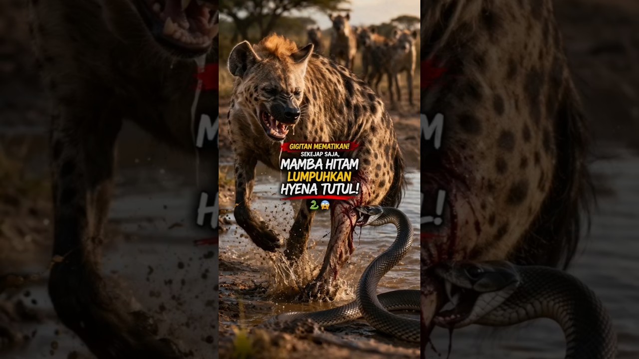 Gigitan Mematikan! Sekejap Saja, Mamba Hitam Lumpuhkan Hyena Tutul!