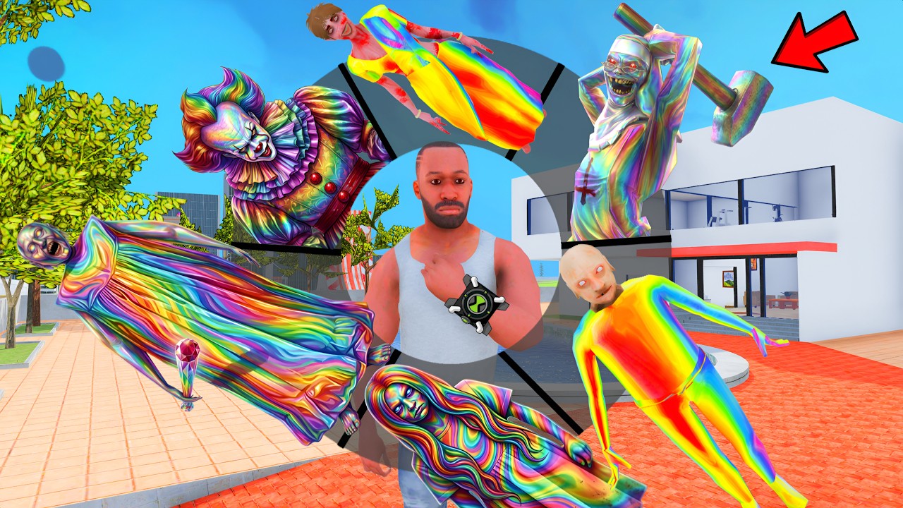 Franklin Playing As All Rainbow Ghost In INDIAN BIKE DRIVING 3D #57