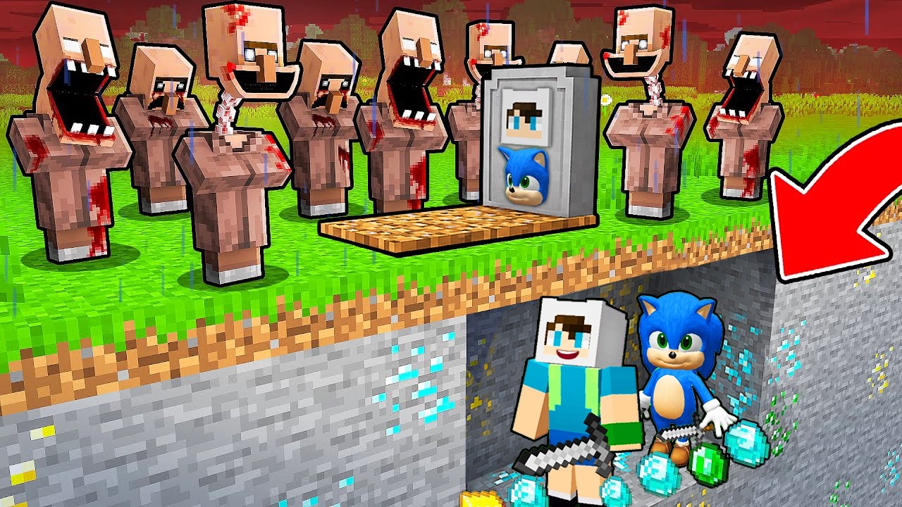 ENES VE BEBEK SONİC KORKUNÇ KÖYLÜLERDEN KAÇMAK İÇİN ÖLMÜŞ GİBİ YAPTI 😱 Minecraft