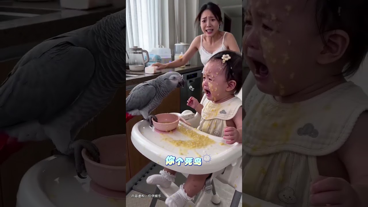 Heartwarming Dad and Kid Moment: Breaking Down Together GreyParrot CutePetDebu