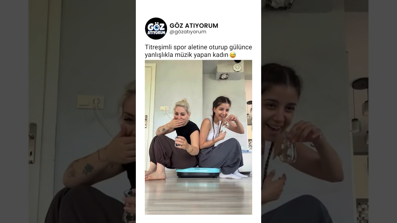 Titreşimli spor aletine oturup gülünce yanlışlıkla müzik yapan kadın 😅