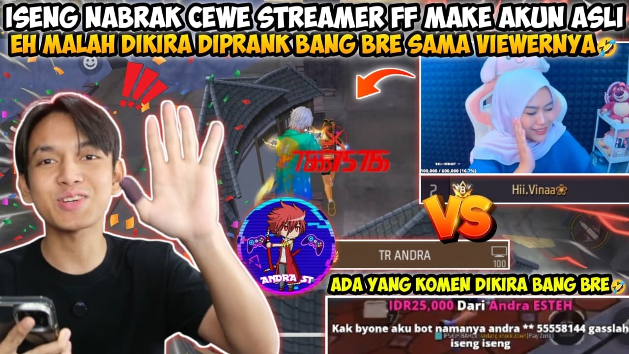 ISENG NABRAK CEWE FF LIVE STREAMING PAKE AKUN ASLI! MALAH DIKIRA BANG BRE GAMING COK SAMA VIEWERNYA🤣
