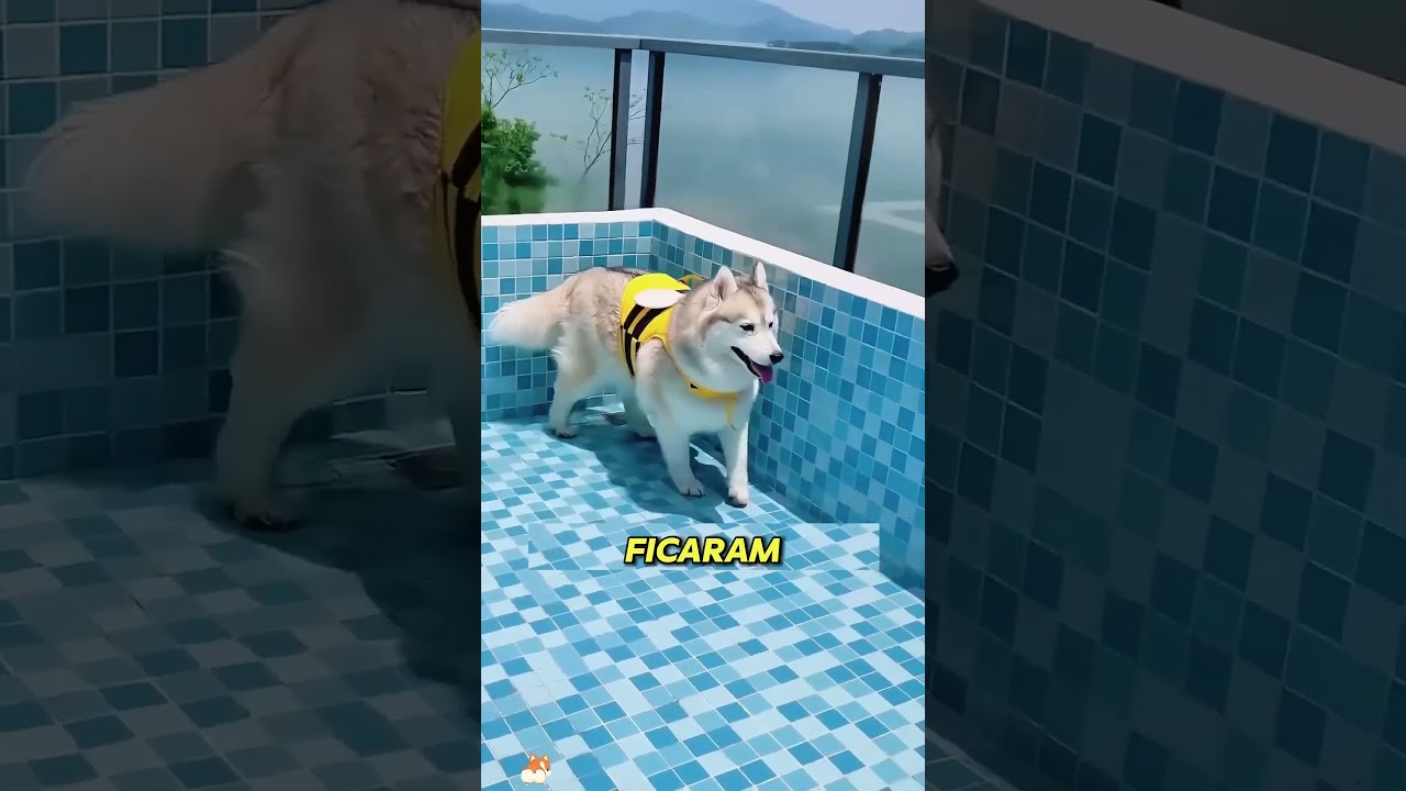 A reação inesperada do Lobão com a piscina 🐕🌊 #doglover #shorts