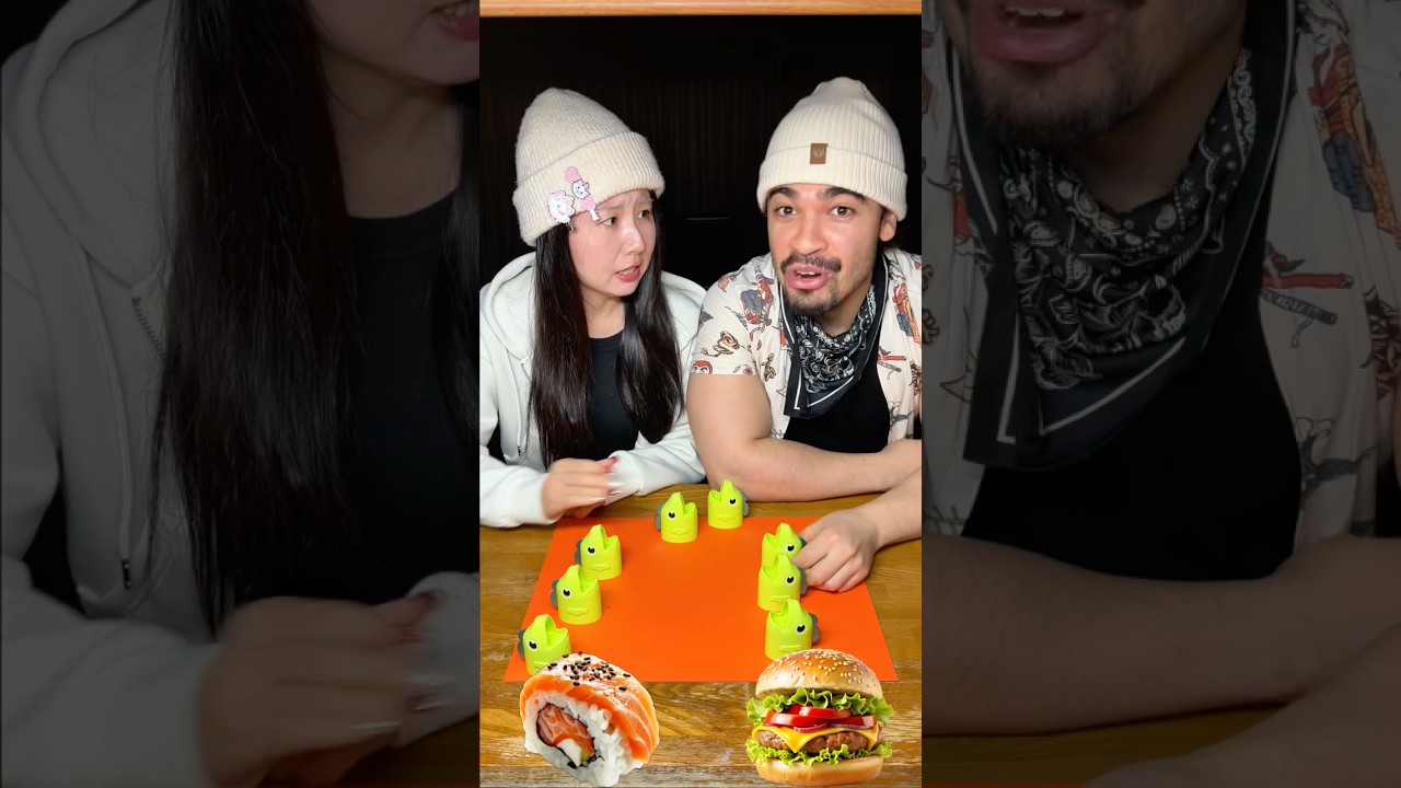 Sushi vs Hamburger 🍣  #casal #desafio
