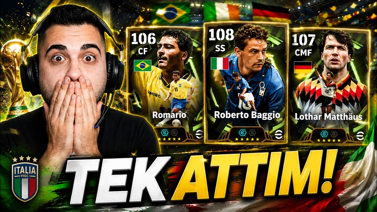 TEK ATTIM! 🔥😱 108 MIKNATIS AYAK Baggio, Romario ve 107 YER FÜZECİ Matthäus! Top Açılımı + Deneme!