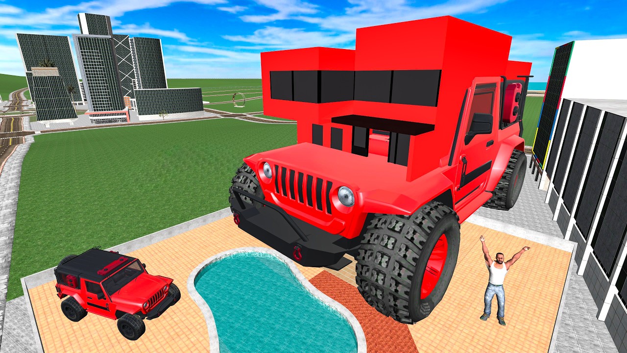 Franklin Change House to Giant Thar Car in Indian Bike Driving 3D
