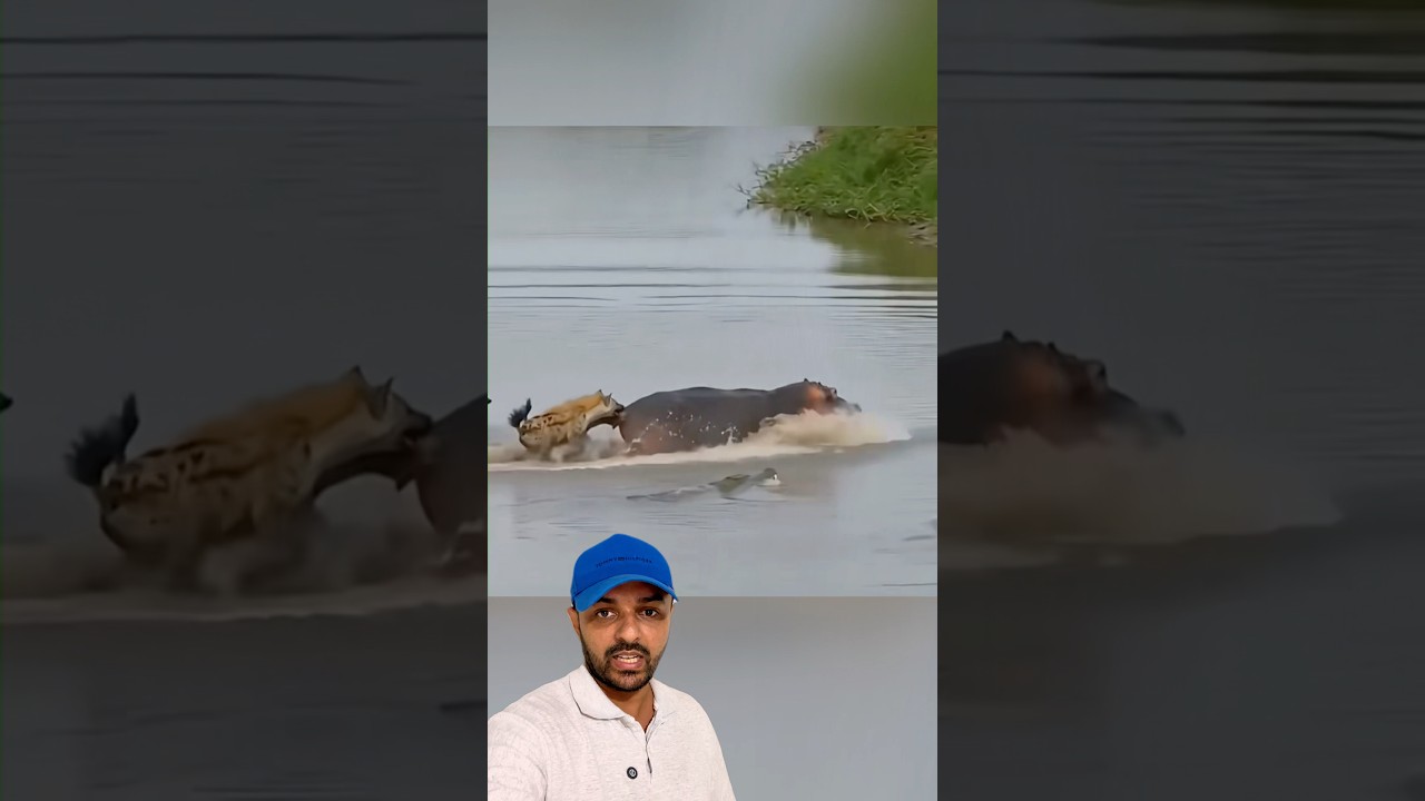 Hipopótamo e hienas foi no jacare 😱