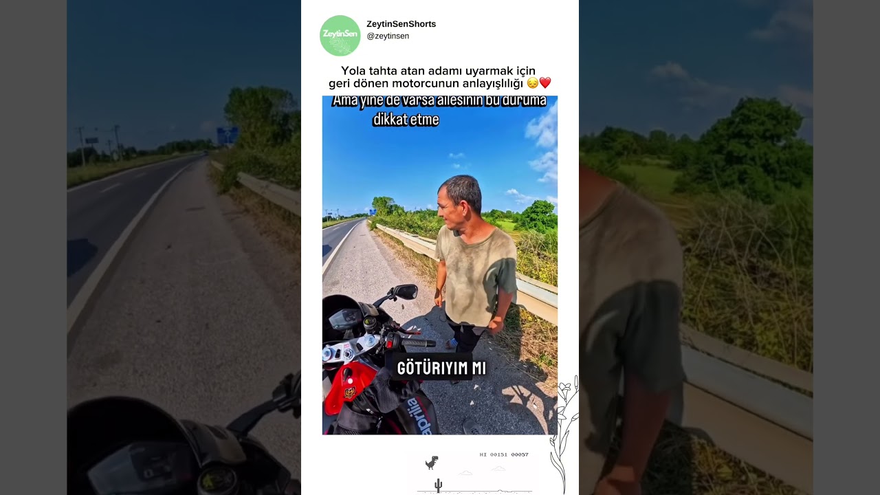 Kendisine zarar vermeye çalışan adama para veren motorcu 🤨 video: @veysel.adnrr / instagram