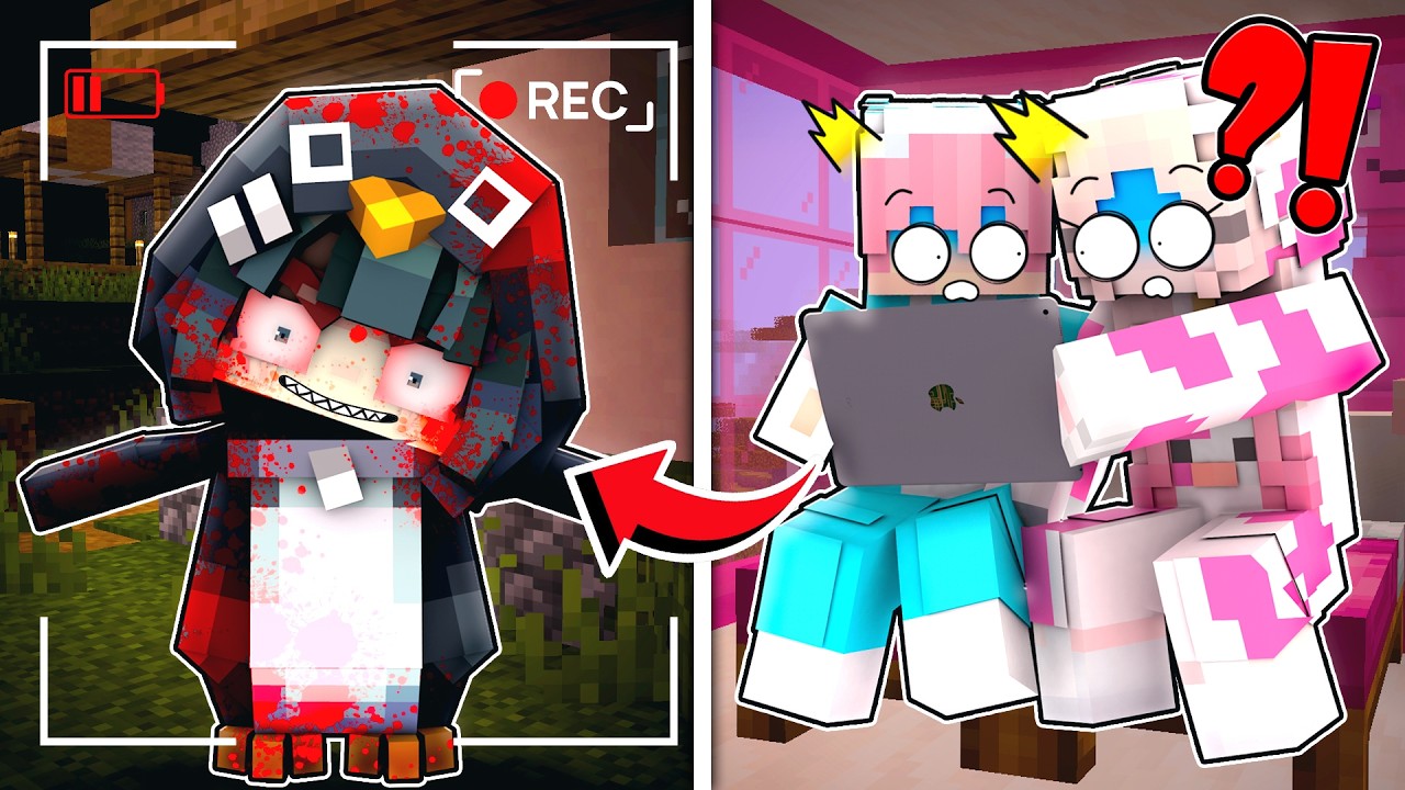 MOMON & ATUN LIAT PENAMPAKAN ANOMALY PENGUIN DARI CCTV RUMAH di MINECRAFT @BANGJBLOX