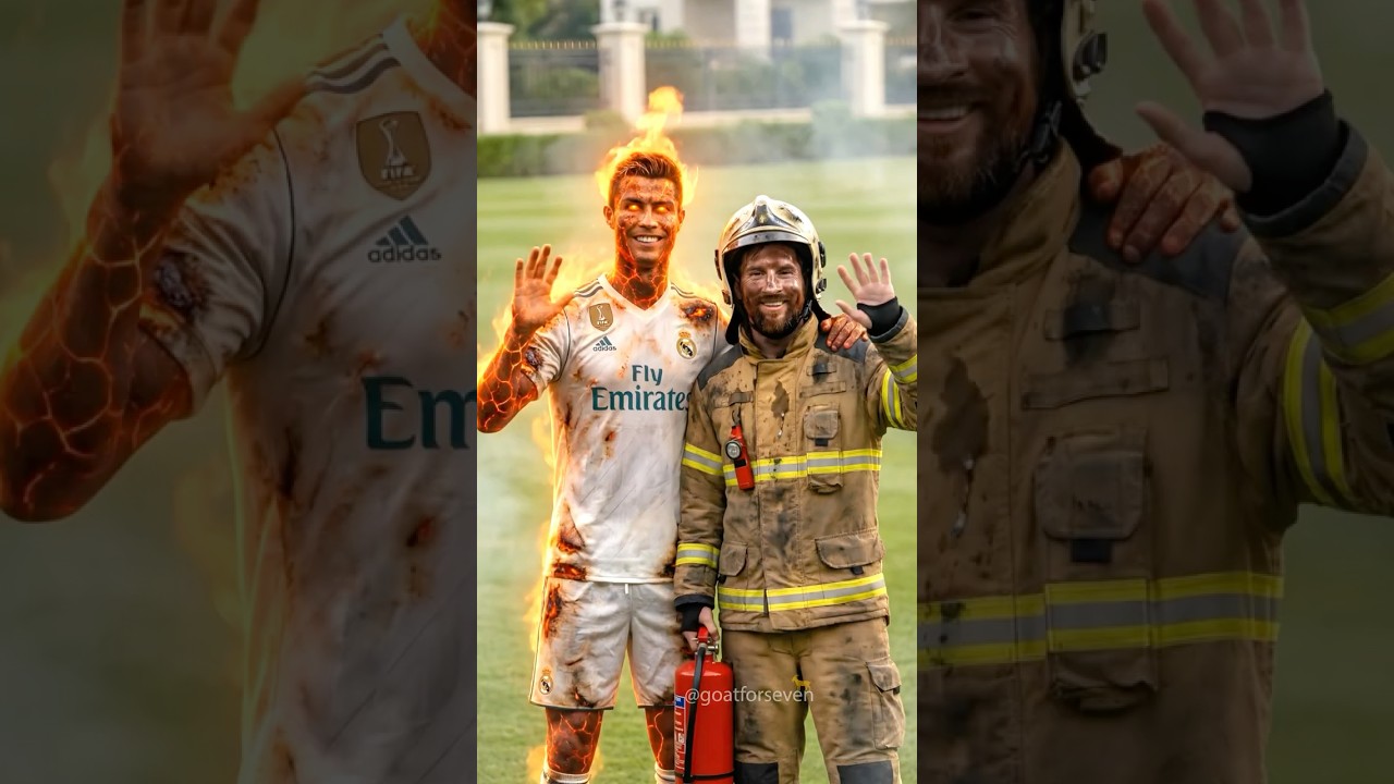 🔥😱 Ronaldo Turns Into Fire Man… Messi Gets Roasted! #ronaldo #cr7 #messi #shorts #football