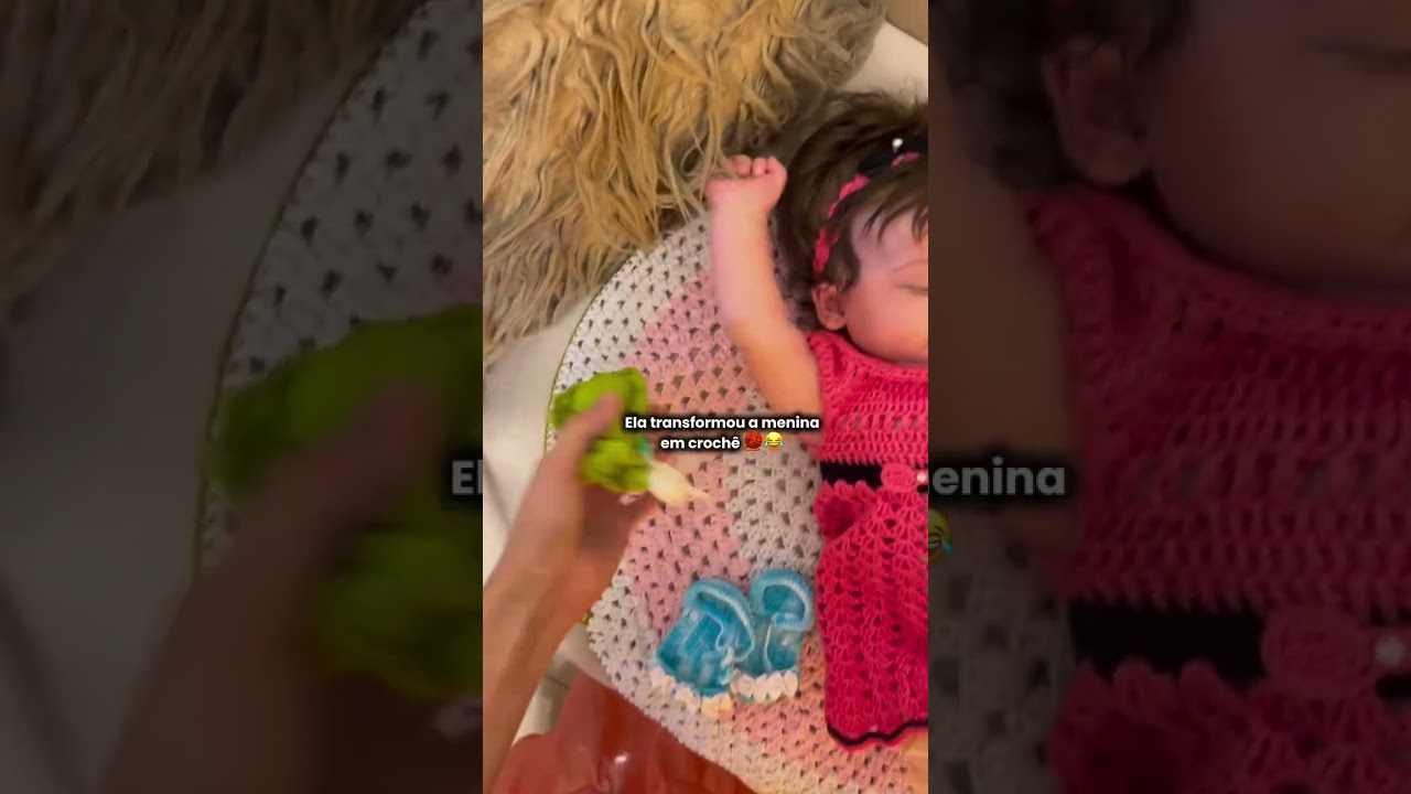 Mais um pouco e a menina virava uma boneca de crochê kkkk #bebe #maternidade #vovó